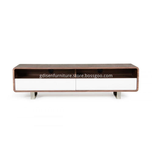 Modern Walnut veneer and white TV Stand